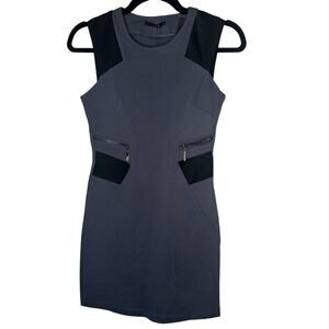 NWT Lime Black Blue Sleeveless Thick Bodycon Mini Dress Colorblock Zipper Small